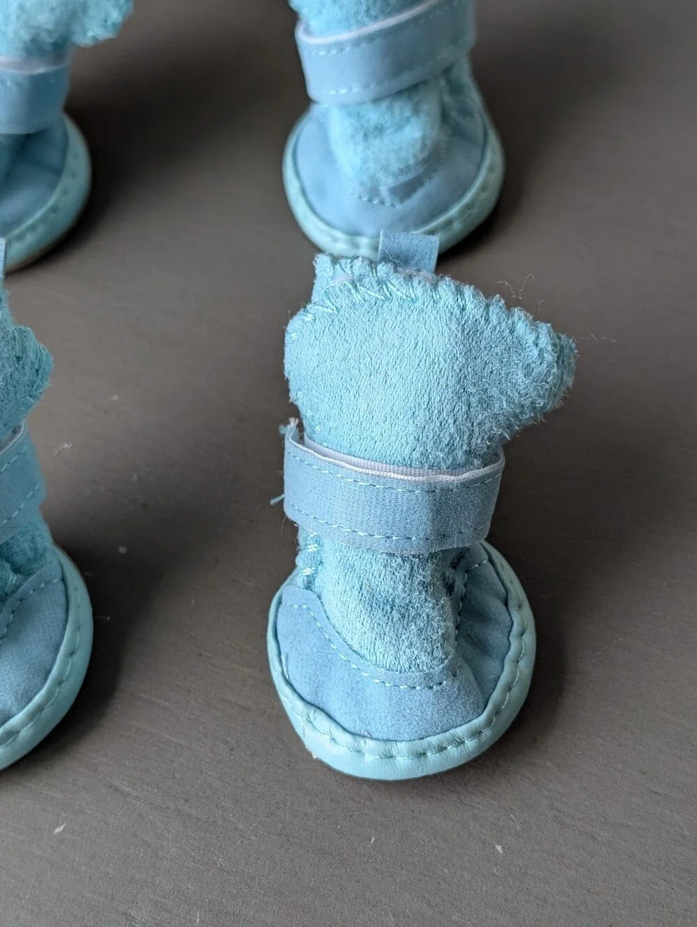 Aqua Blue Plush Pet Boots Paw For Small Dog Like Chihuahua, Yorkie & Others